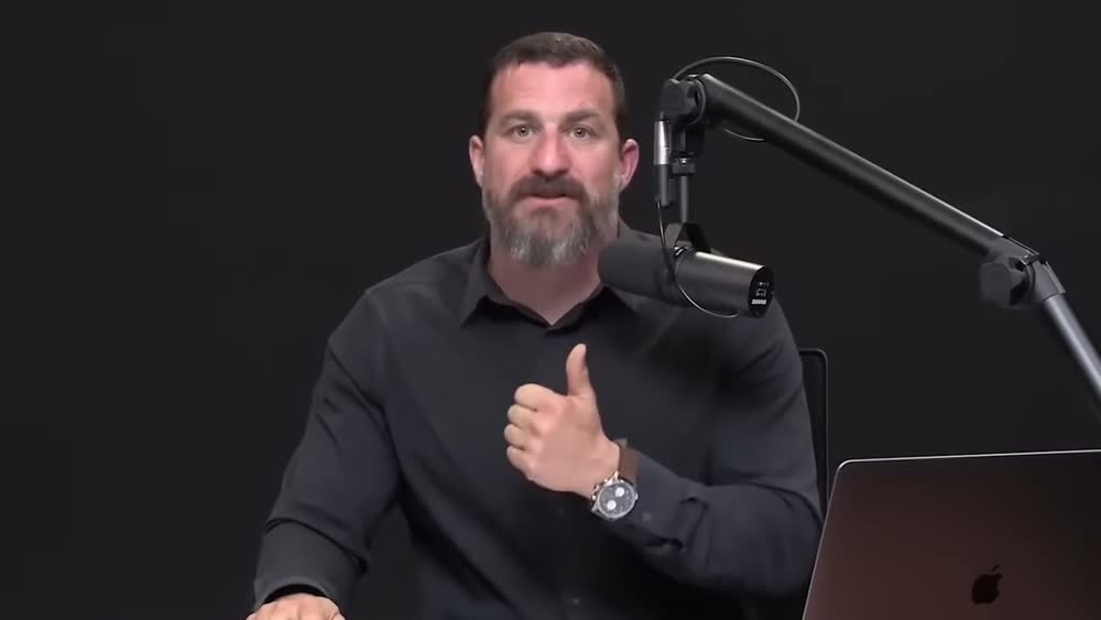 Sample studio interview footage used as a talking-head video placeholder